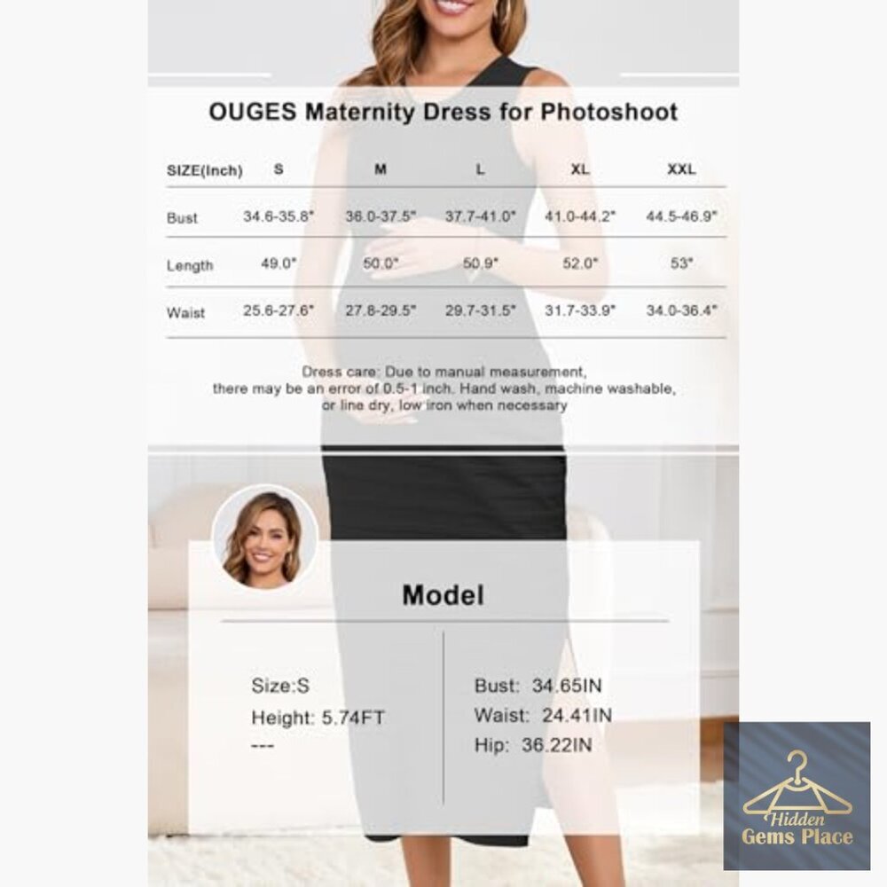 Maternity Midi Dress Sleeveless Bodycon Striped Side Slit Knit Summer - Picture 7 of 7